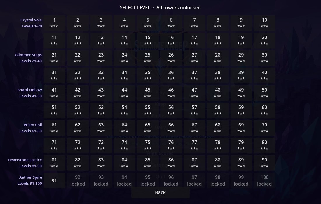 Level select across six maps